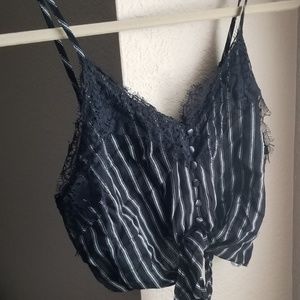 Lydelle Striped Lace Crop Top